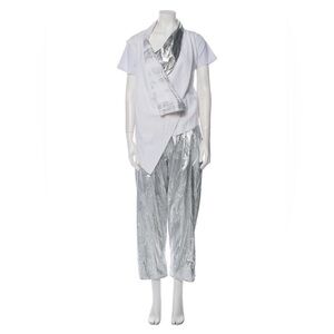 Igor Dobranic Two-Piece Linen Carlos Harrison Metallic Silver White Pant Set S